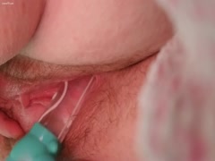 Glass Dildo Is Used by a Cougar Slut While Her Husband Is Sleeping